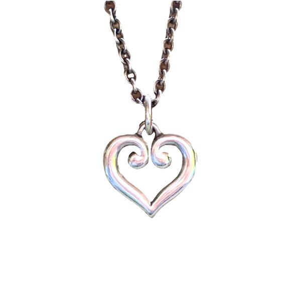 James Avery Retired Sterling Slvr Scrolled Heart Pendant & 18 Inch JA Cable Chai - Picture 2 of 8